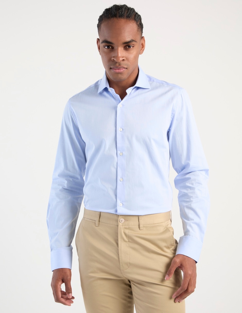 Camisa de vestir de algodón manga larga para hombre Camisa de vestir de algodón manga larga para hombre