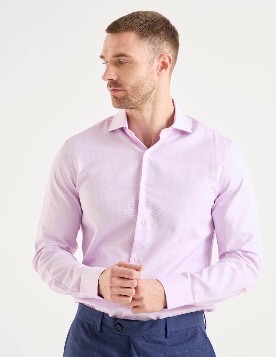 Camisa de vestir de algodón manga larga para hombre