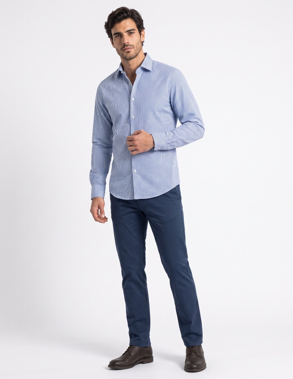 Camisa de vestir de algodón manga larga para hombre