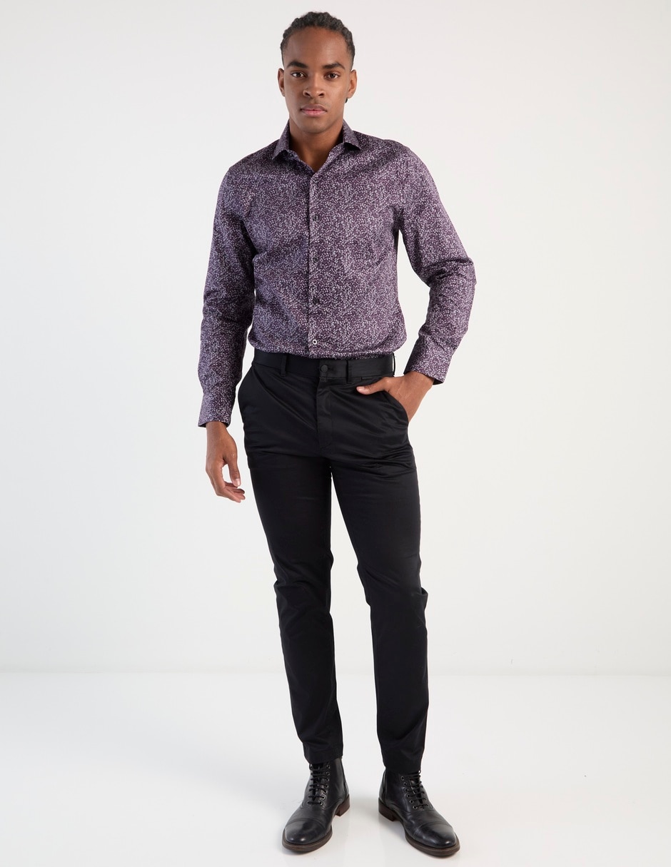 Camisa de vestir de algodón manga larga para hombre