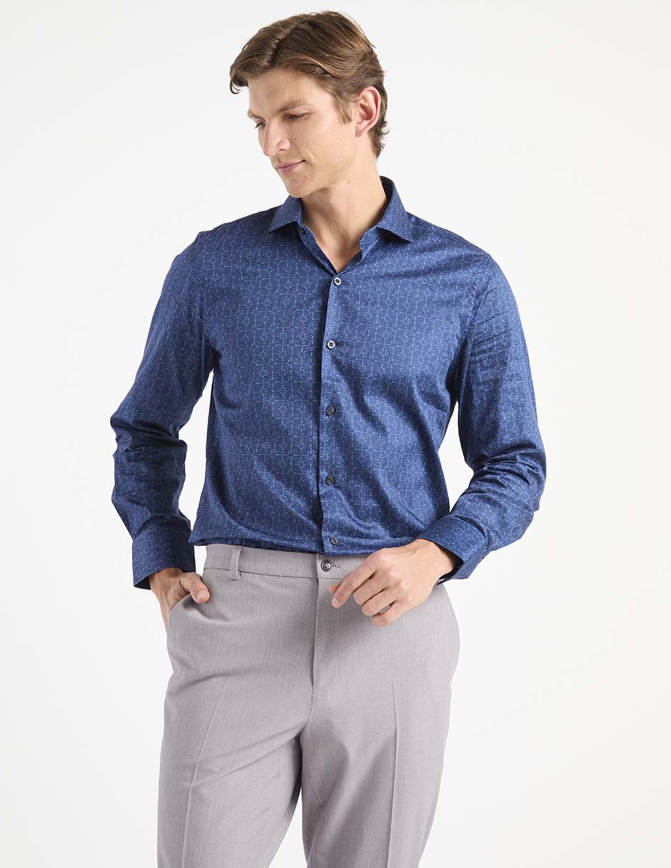 Camisa de vestir de algodón manga larga para hombre Camisa de vestir de algodón manga larga para hombre