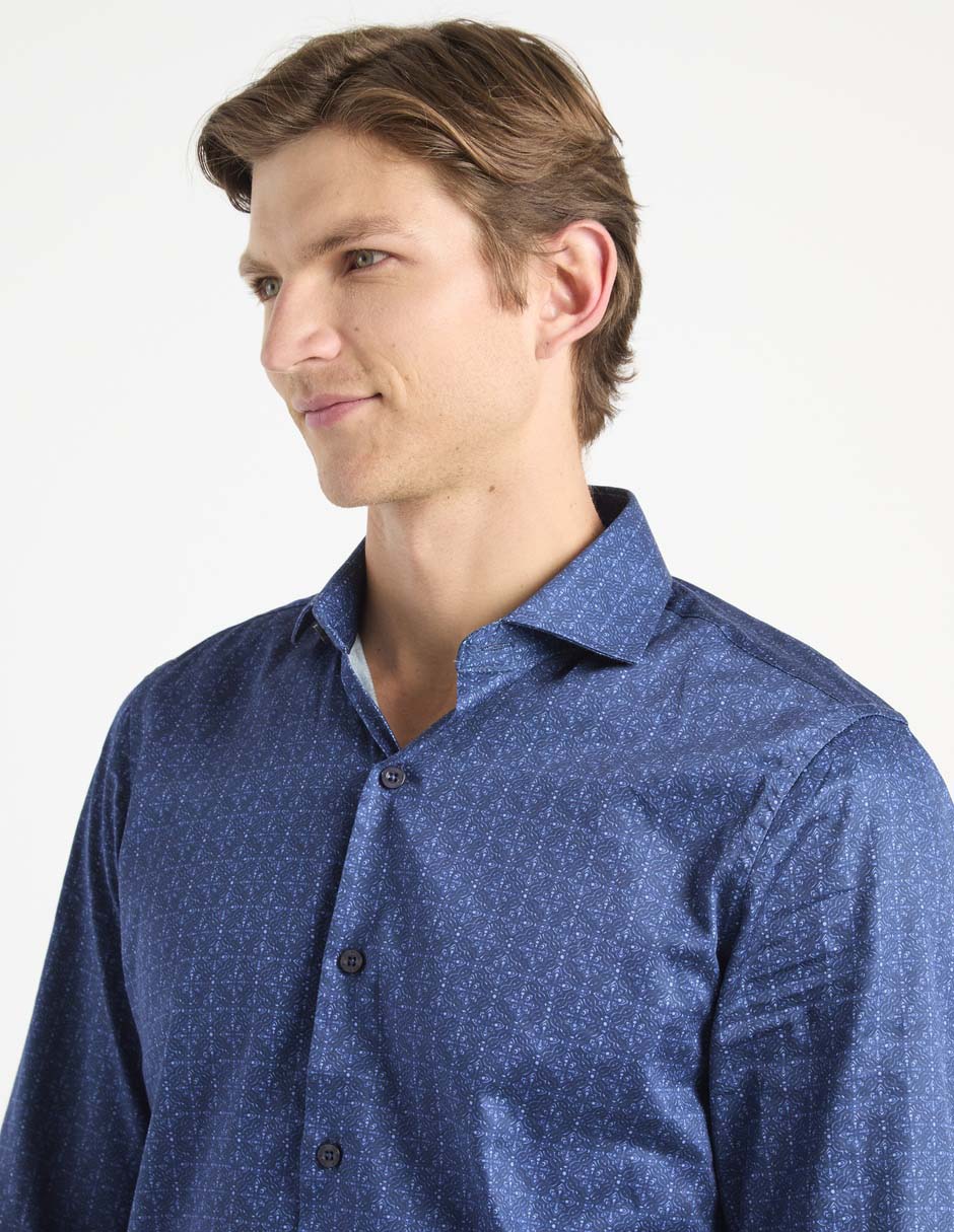 Camisa de vestir de algodón manga larga para hombre