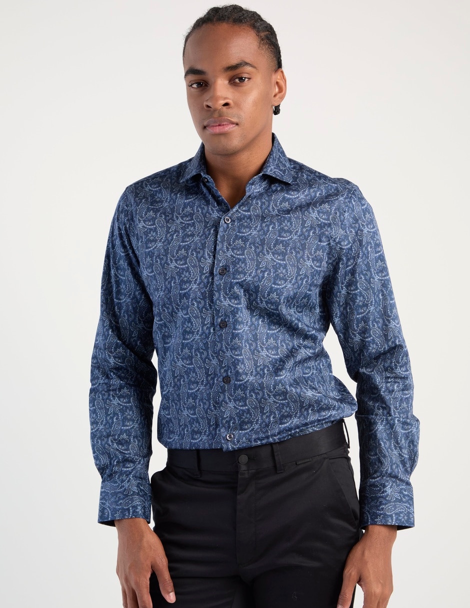 Camisa de vestir de algodón manga larga para hombre