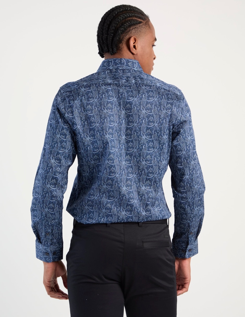 Camisa de vestir de algodón manga larga para hombre