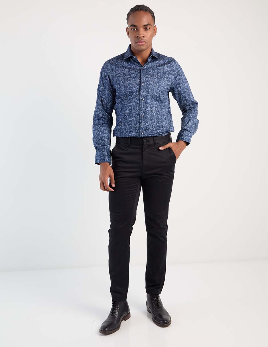 Camisa de vestir de algodón manga larga para hombre