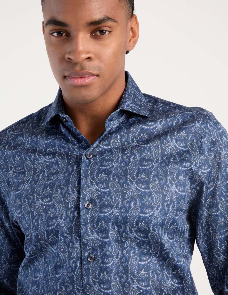 Camisa de vestir de algodón manga larga para hombre