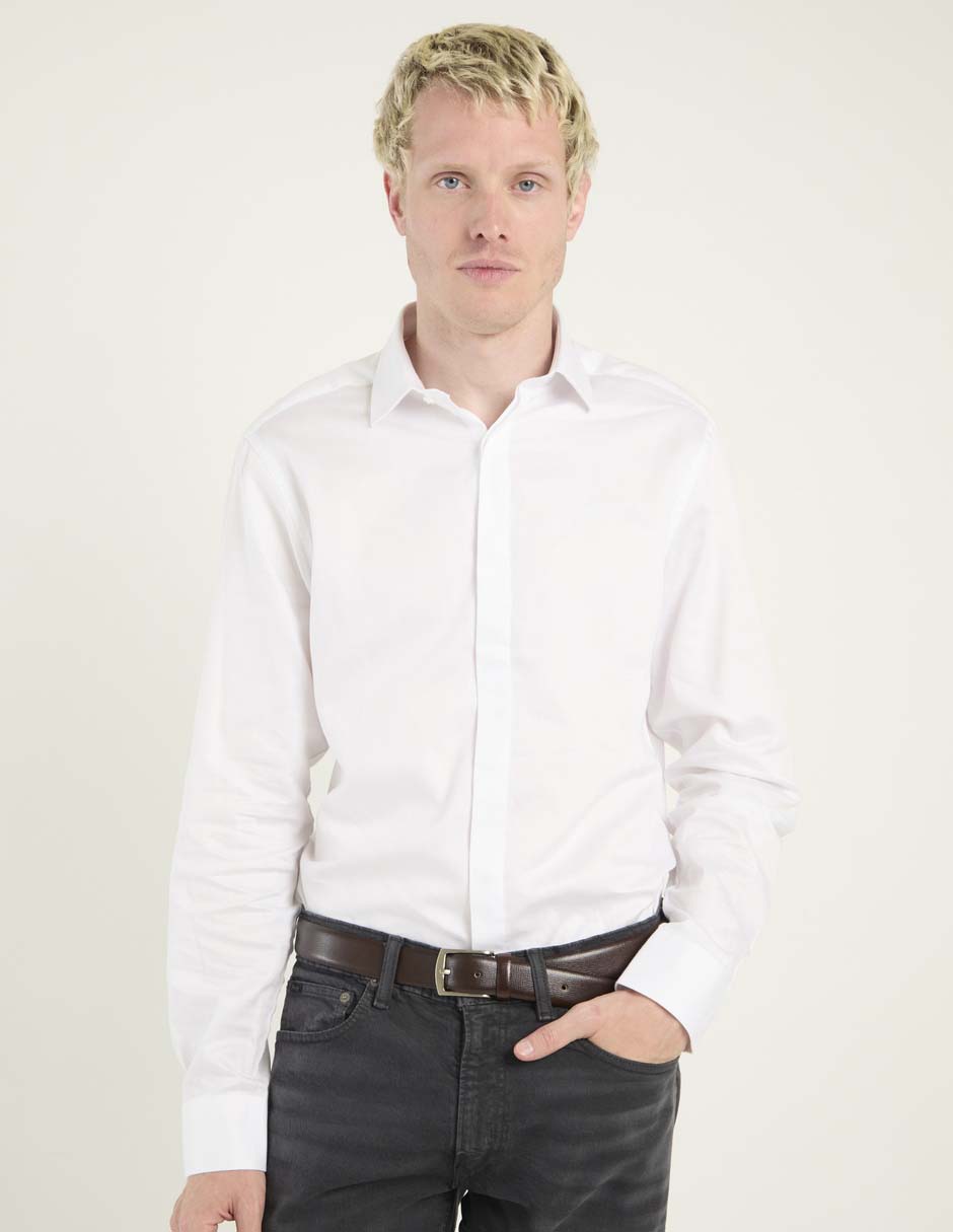 Camisa de vestir de algodón manga larga para hombre