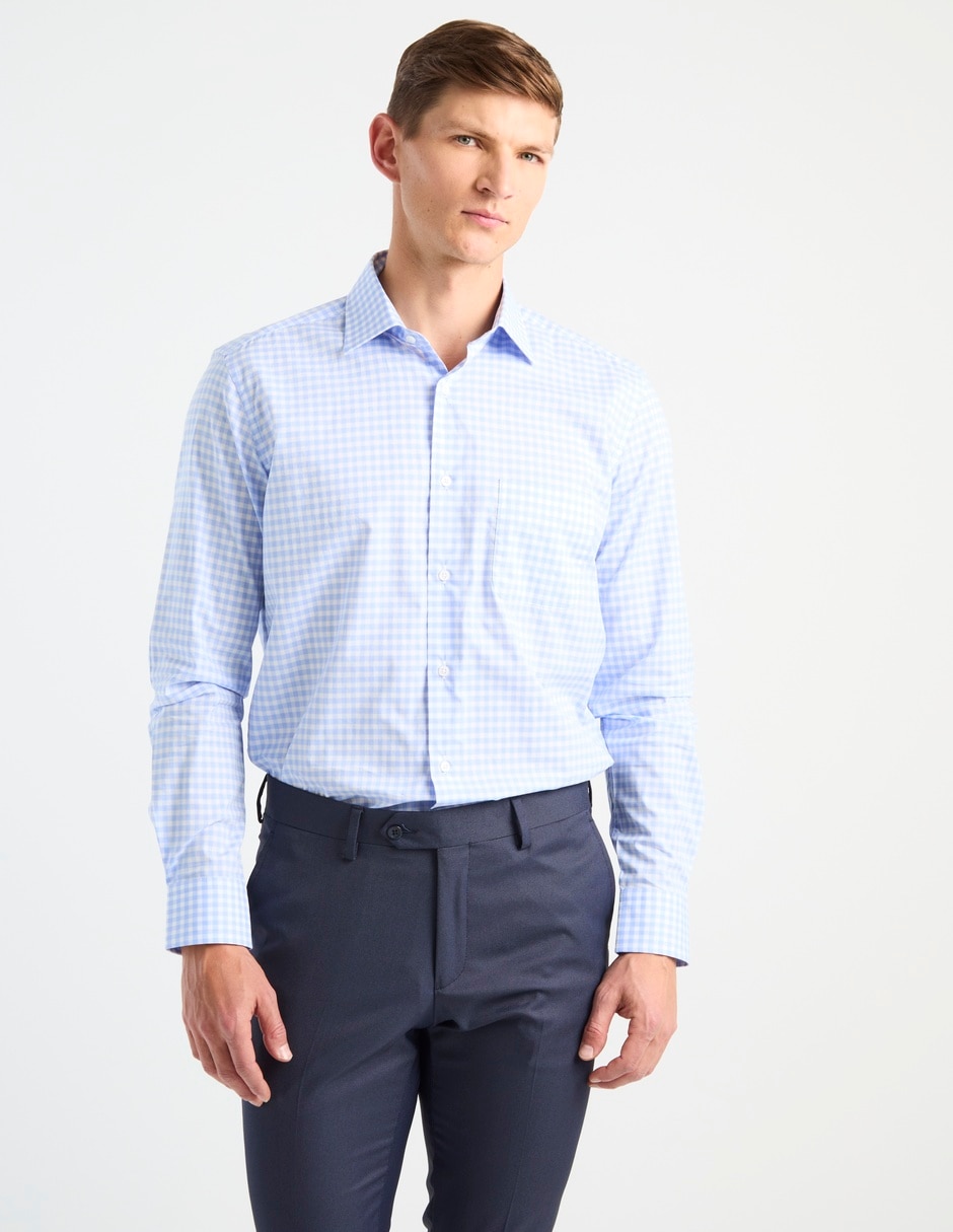 Camisa de vestir de algodón manga larga para hombre 1