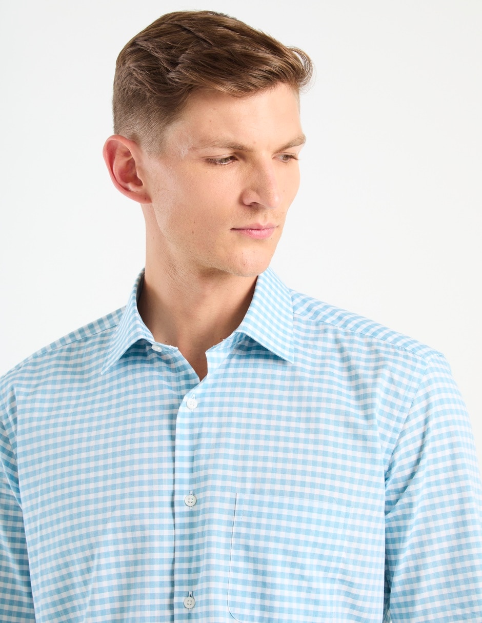 Camisa de vestir de algodón manga larga para hombre 4
