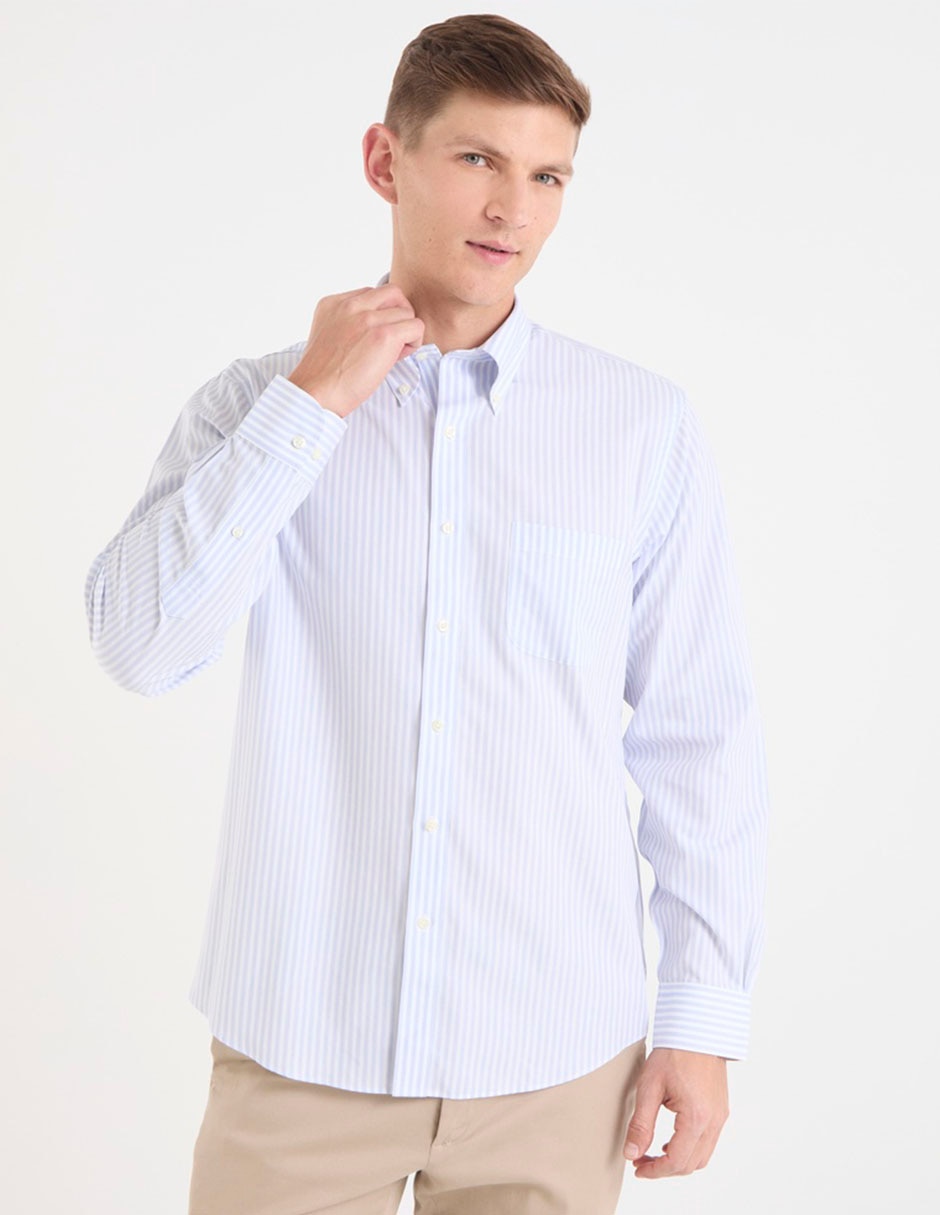 Camisa de vestir de algodón manga larga para hombre