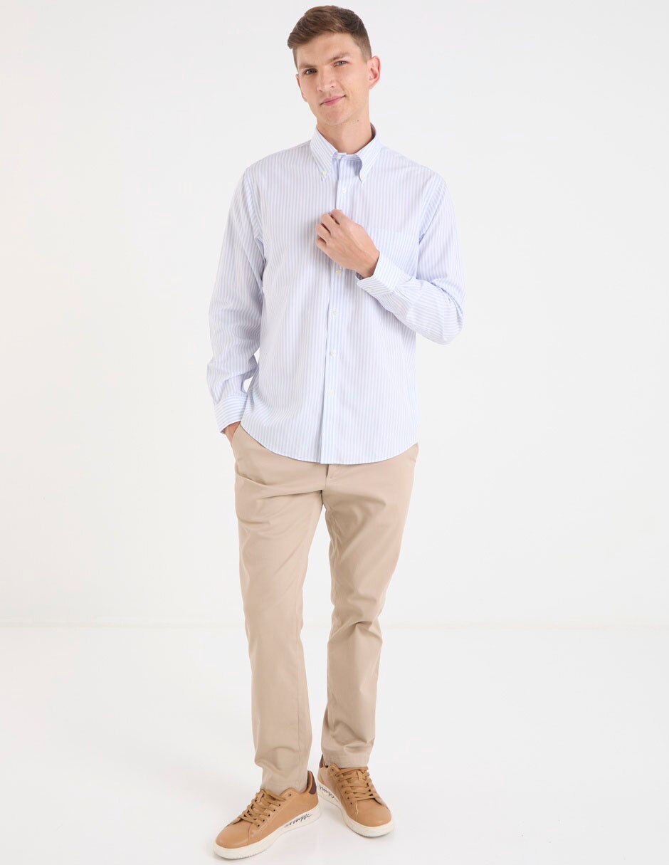 Camisa de vestir de algodón manga larga para hombre
