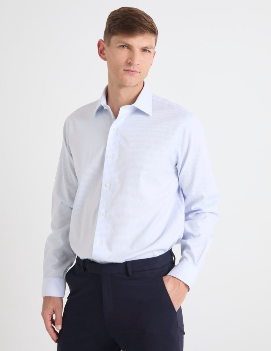 Camisa de vestir de algodón manga larga para hombre Camisa de vestir de algodón manga larga para hombre