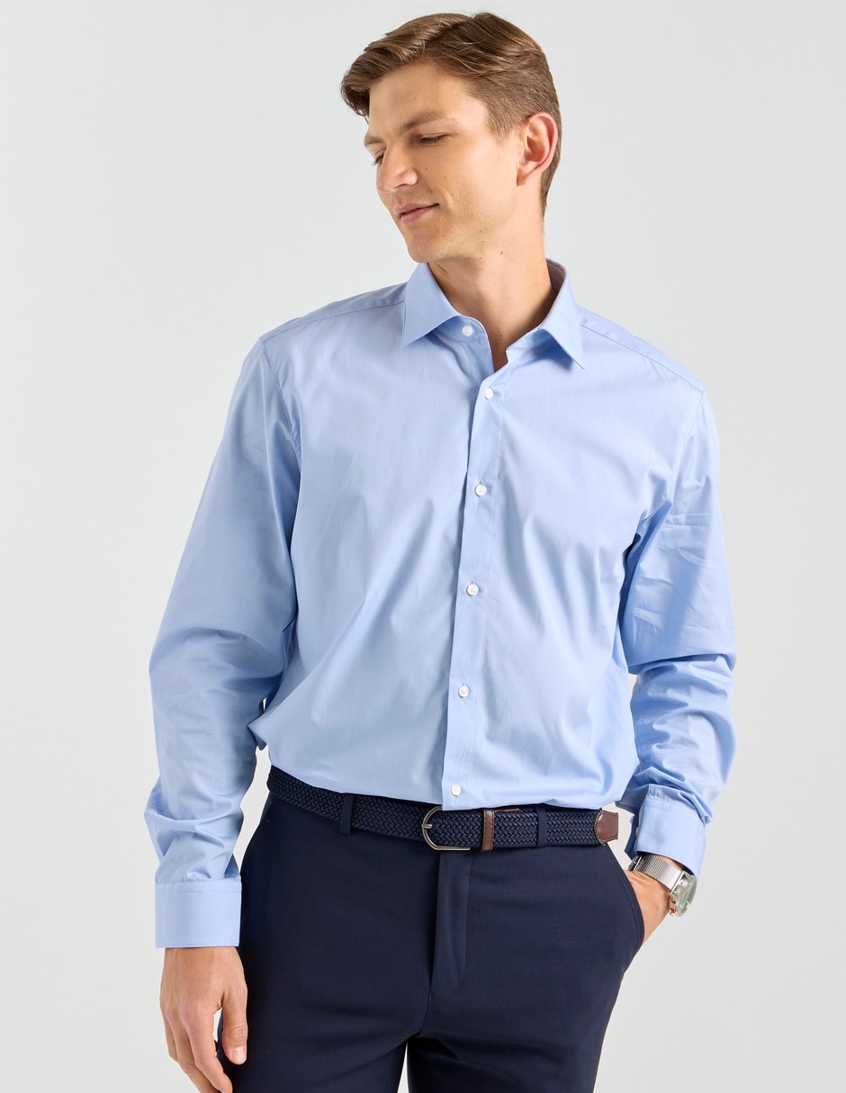 Camisa casual de algodón manga larga para hombre