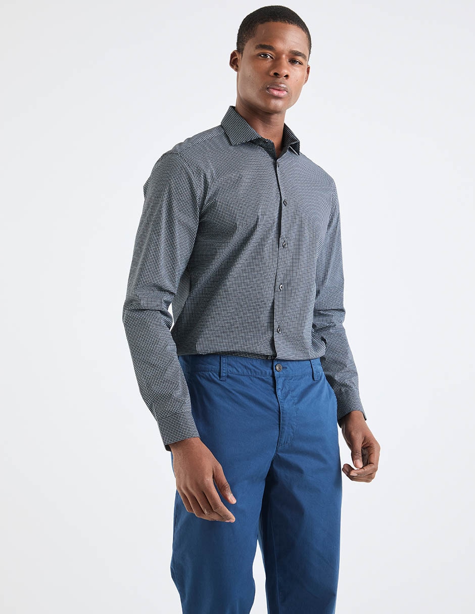 Camisa formal de algodón manga larga para hombre