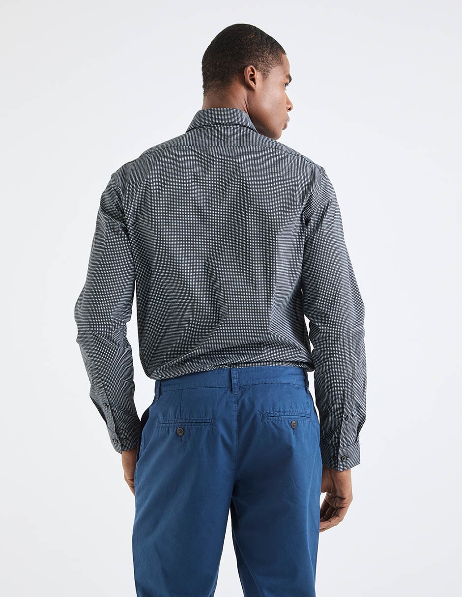 Camisa formal de algodón manga larga para hombre