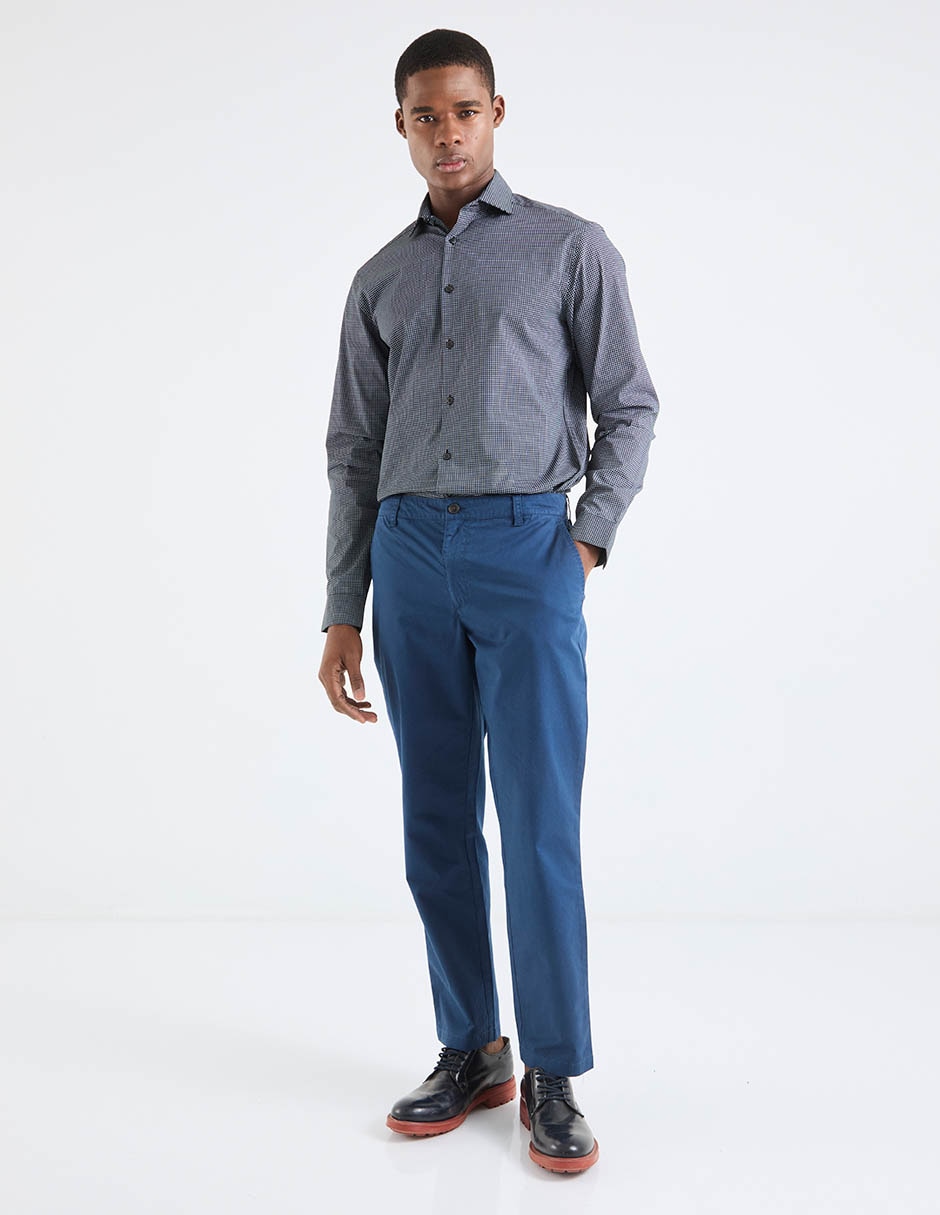 Camisa formal de algodón manga larga para hombre