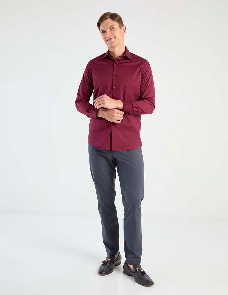 Camisa business casual de algodón manga larga para hombre 6