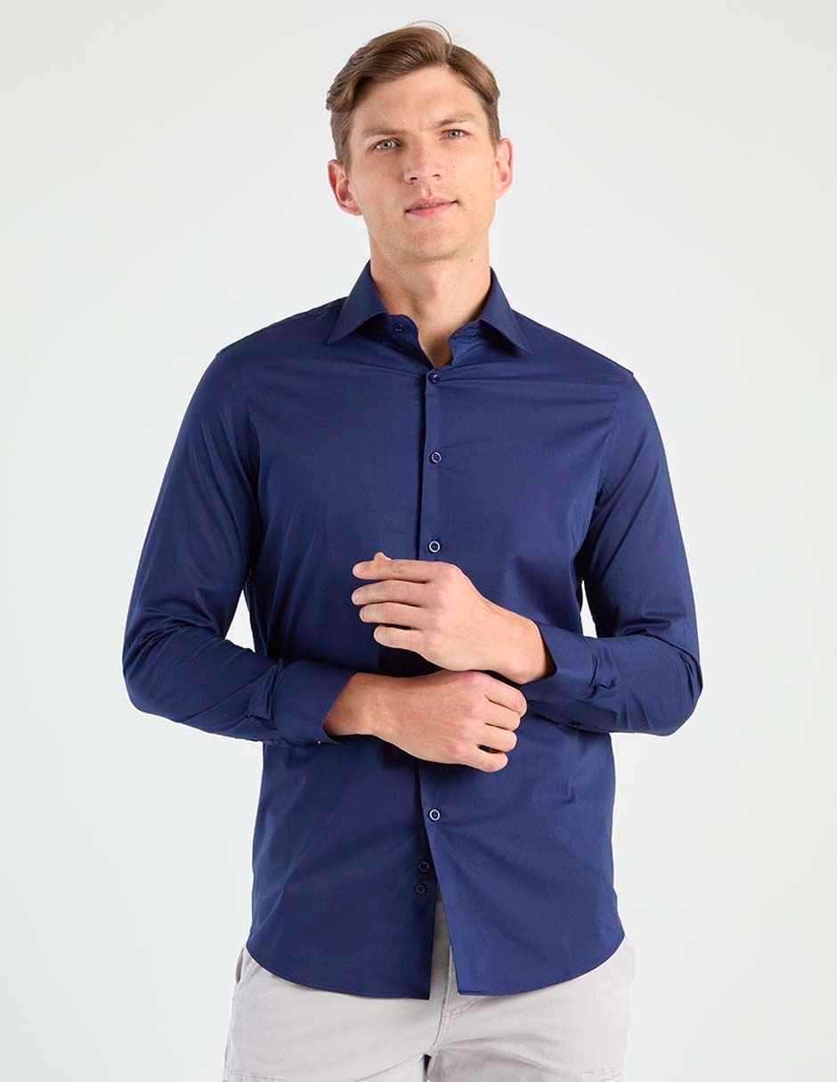 Camisa business casual de algodón manga larga para hombre 1