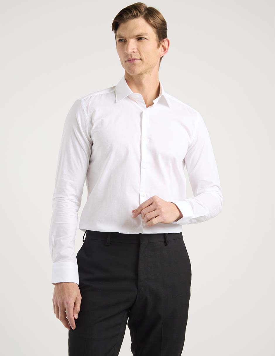 Camisa de vestir de algodón manga larga para hombre 1