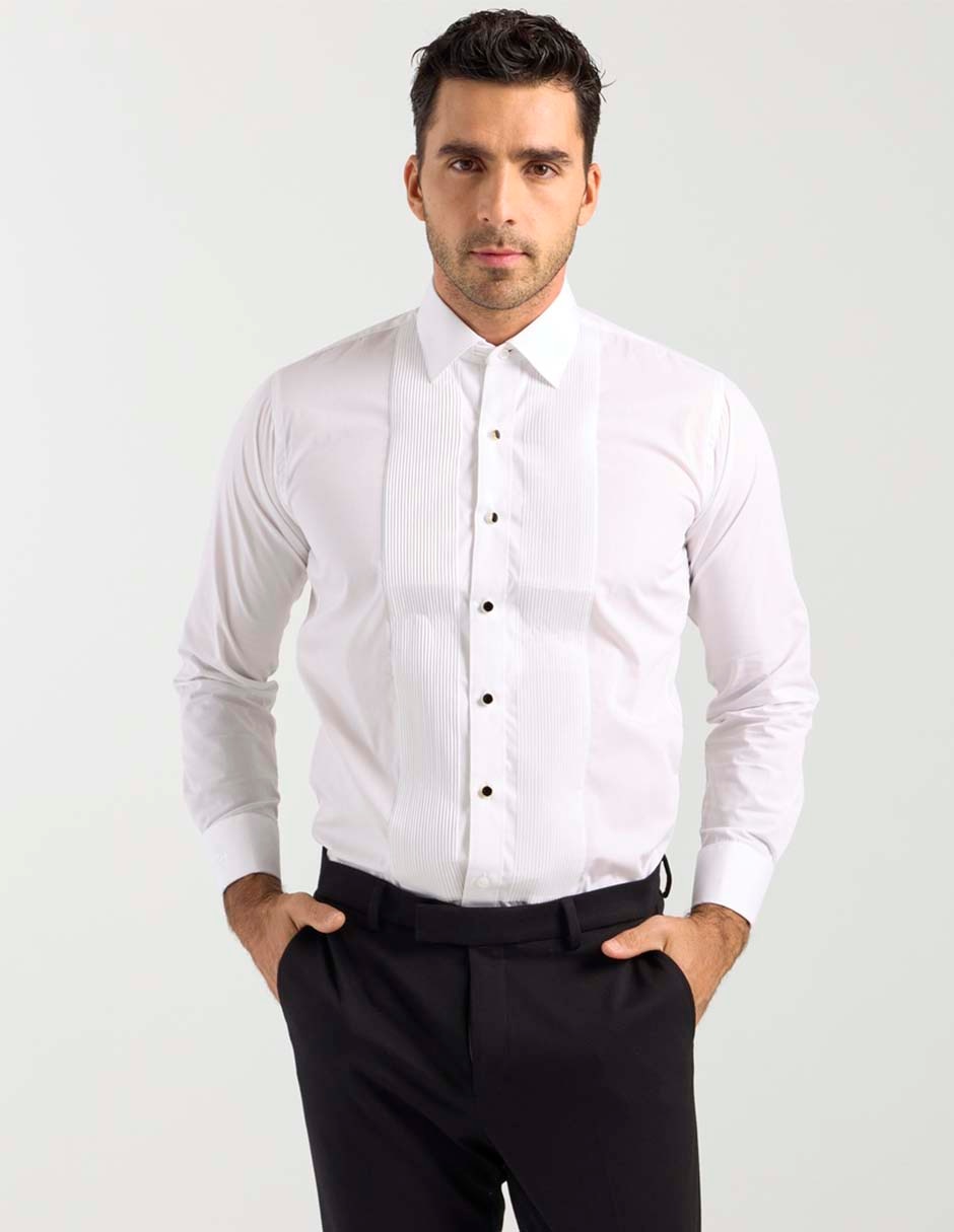 Camisa de vestir de algodón manga larga para hombre