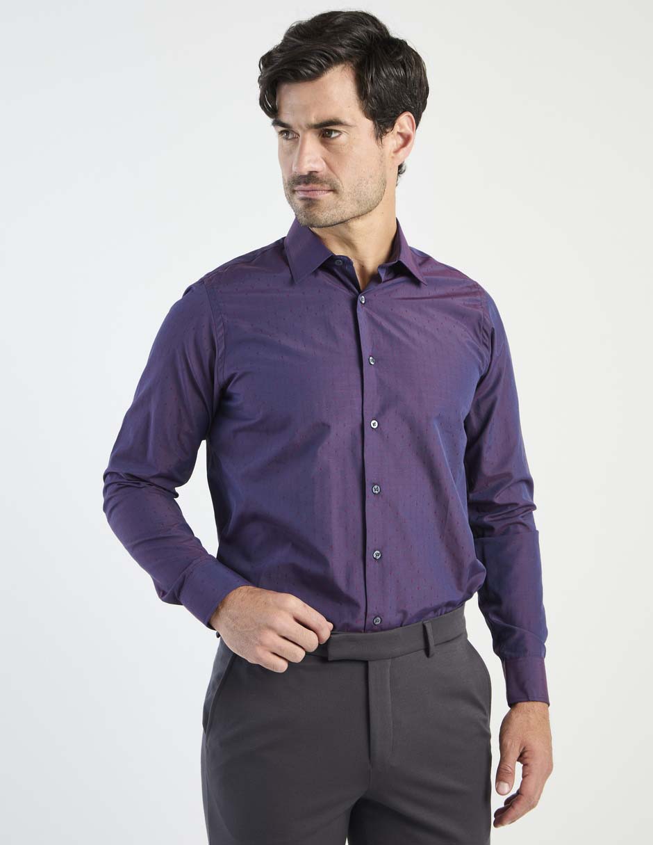 Camisa de vestir de algodón manga larga para hombre