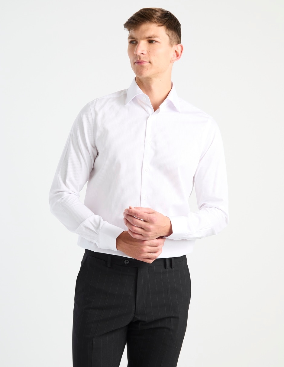 Camisa de vestir Zanetti de algodón manga larga para hombre