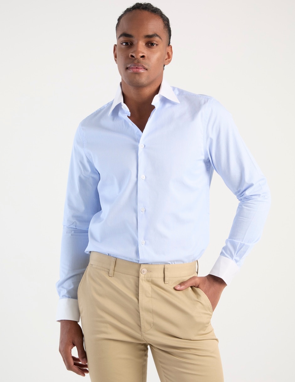 Camisa business casual de algodón manga larga para hombre 1