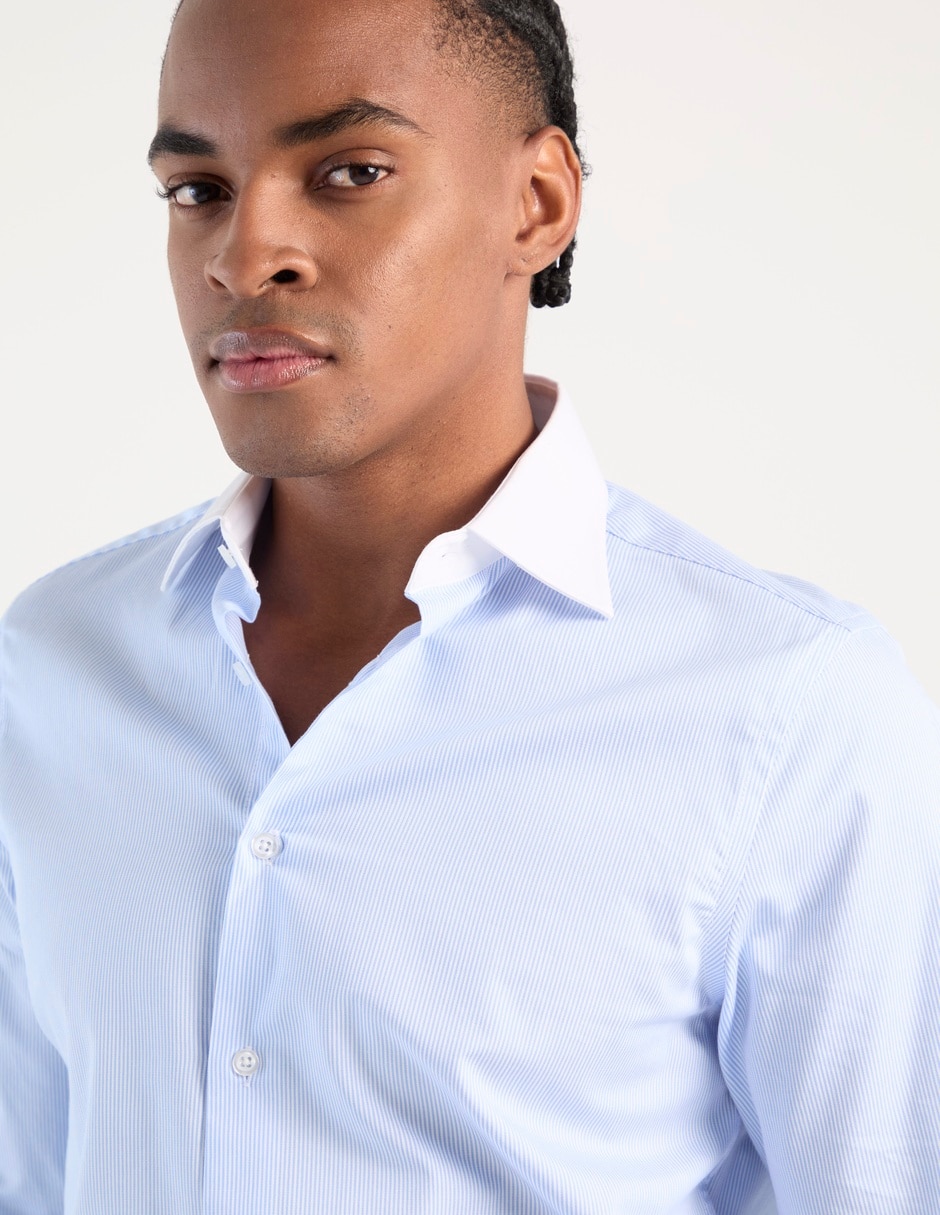 Camisa business casual de algodón manga larga para hombre 7