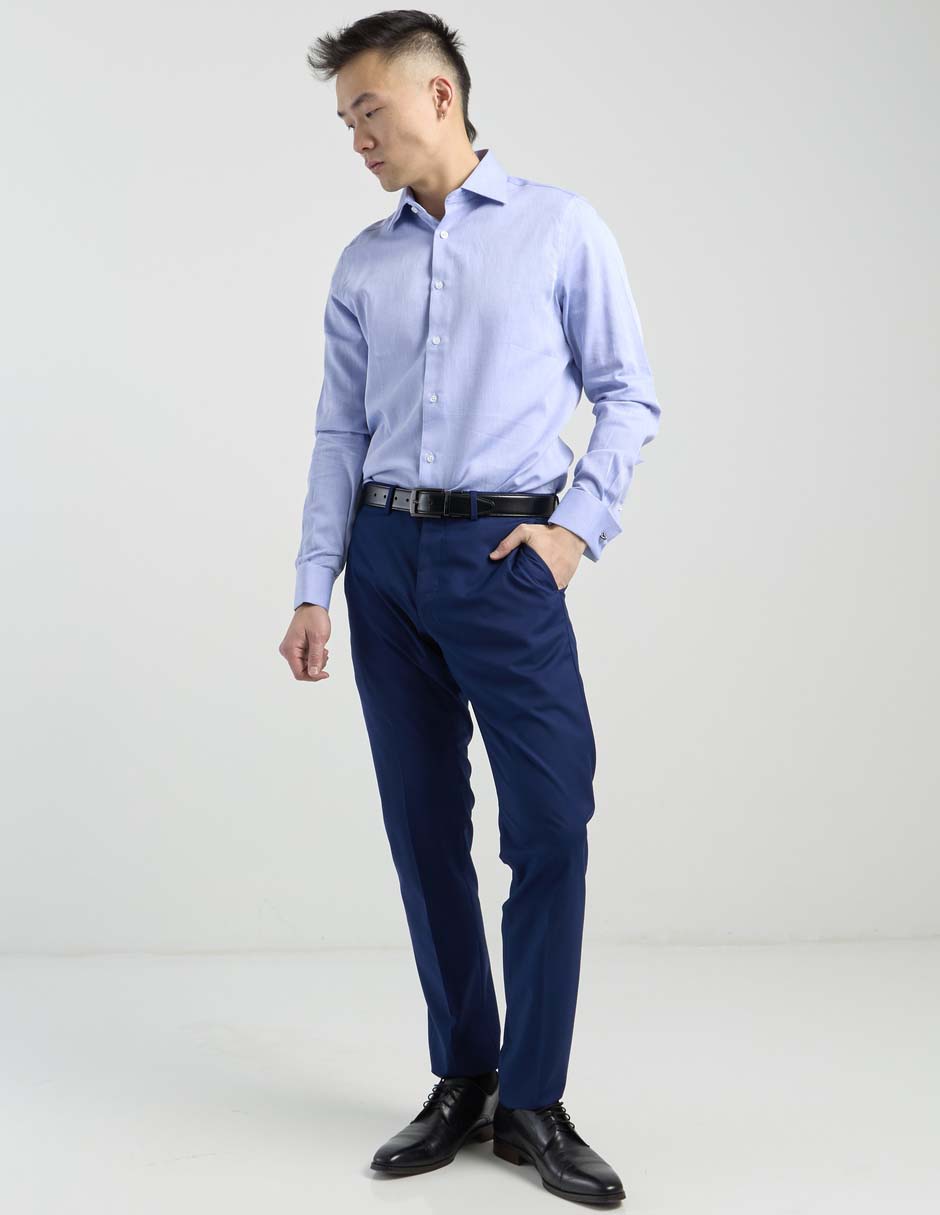 Camisa business casual de algodón manga larga para hombre 7
