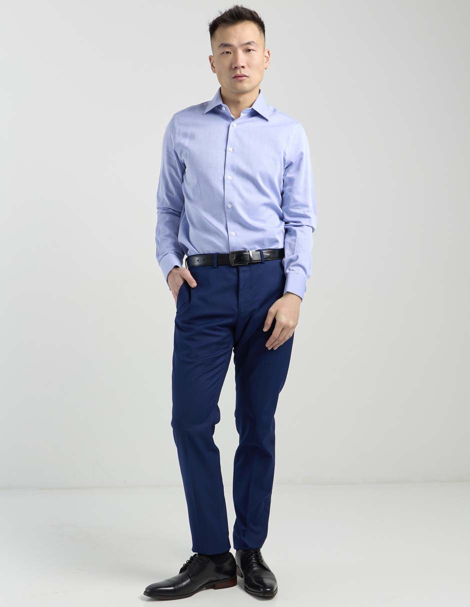 Camisa business casual de algodón manga larga para hombre 8
