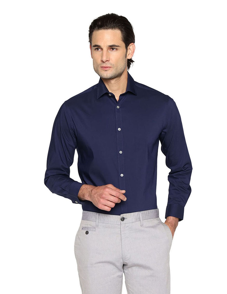 Camisa de vestir de algodón manga larga para hombre