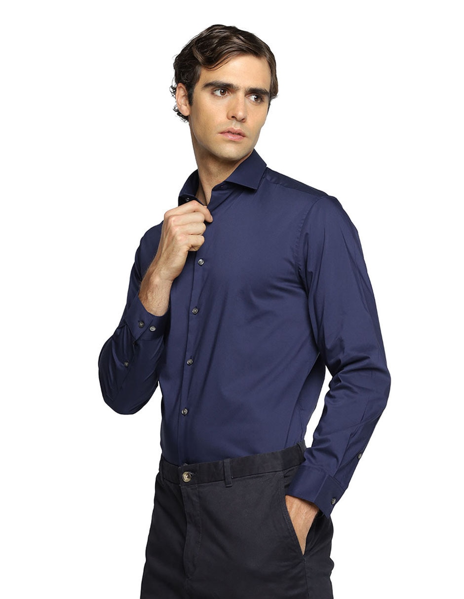 Camisa de vestir de algodón manga larga para hombre Camisa de vestir de algodón manga larga para hombre
