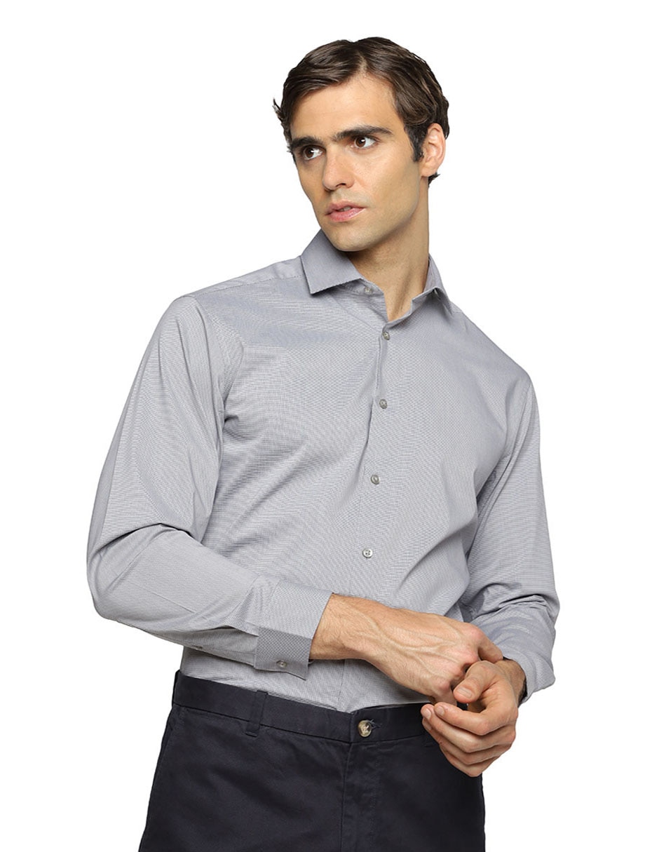 Camisa de vestir de algodón manga larga para hombre