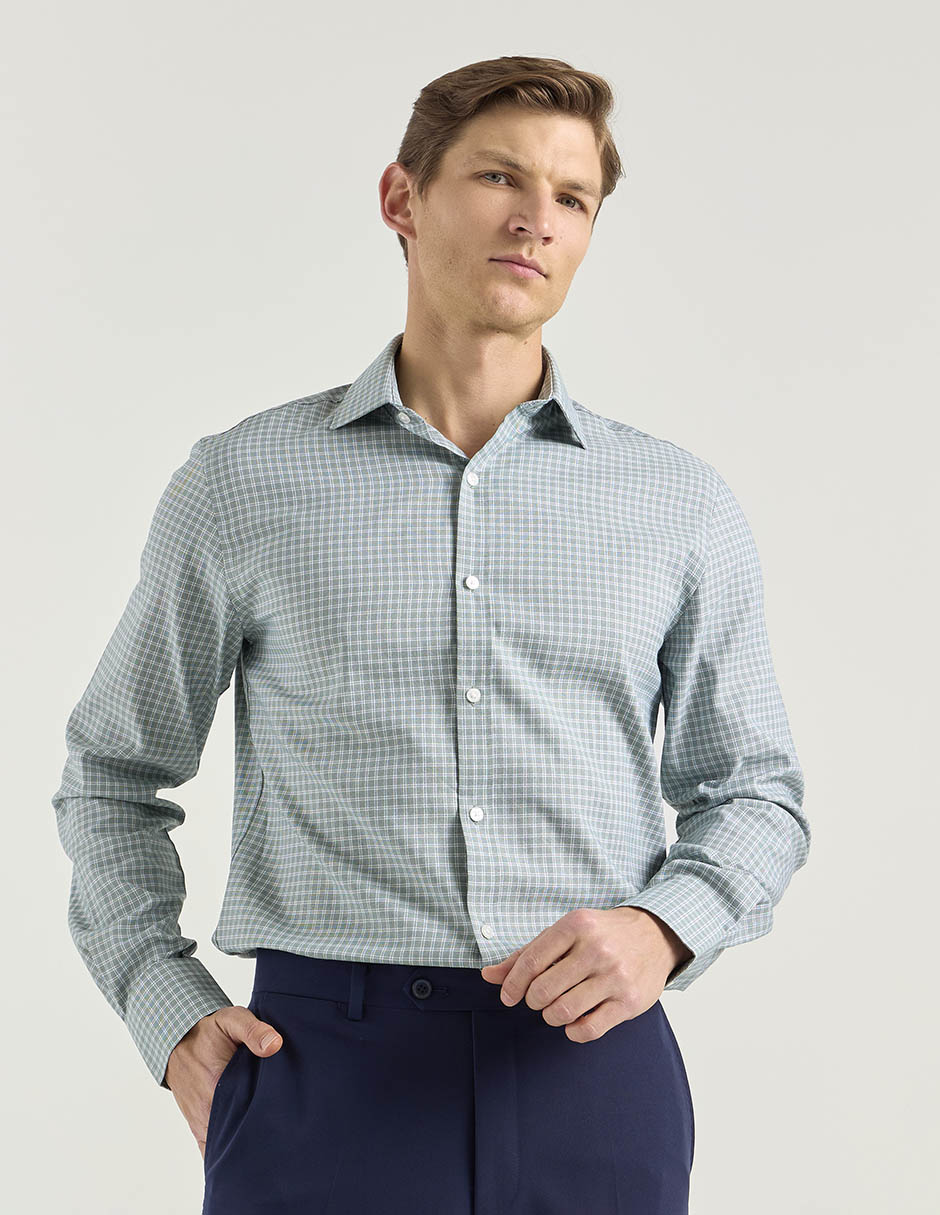 Camisa de vestir de algodón manga larga para hombre Camisa de vestir de algodón manga larga para hombre