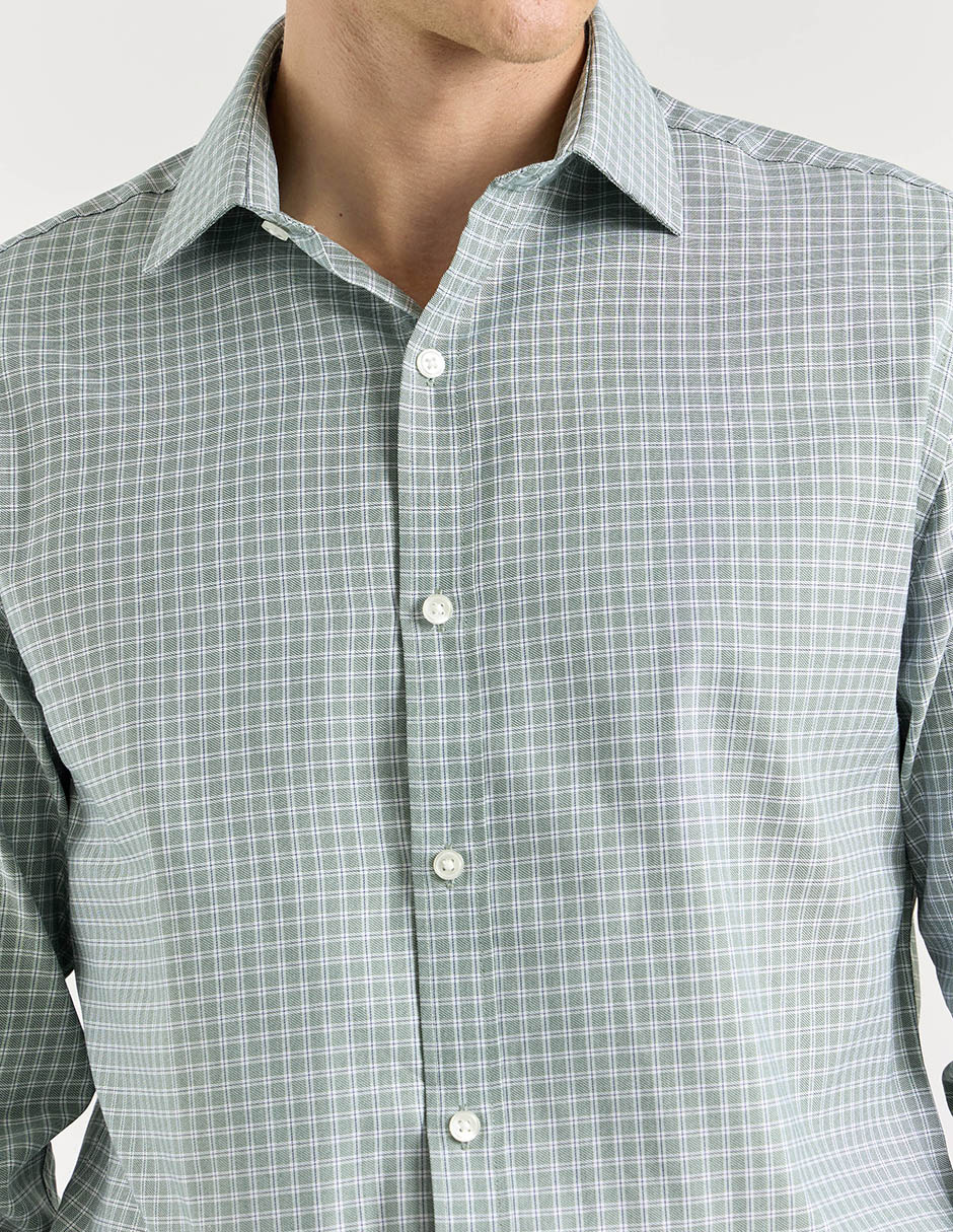 Camisa de vestir de algodón manga larga para hombre