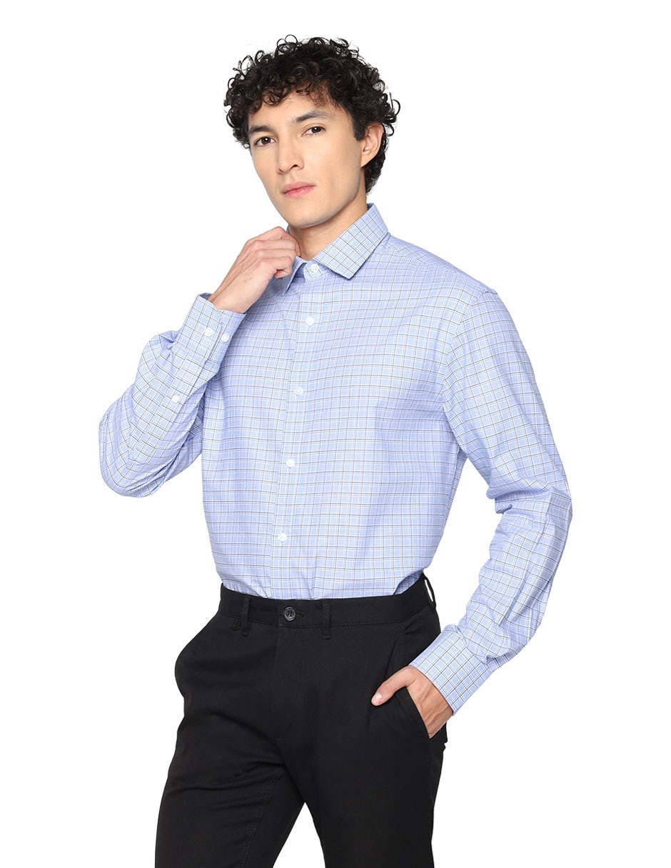 Camisa de vestir de algodón manga larga para hombre Camisa de vestir de algodón manga larga para hombre