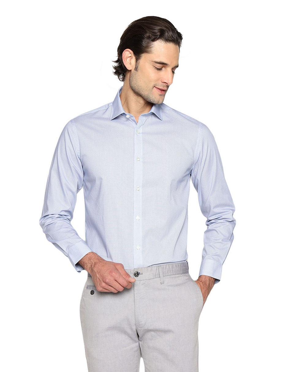 Camisa formal de algodón manga larga para hombre