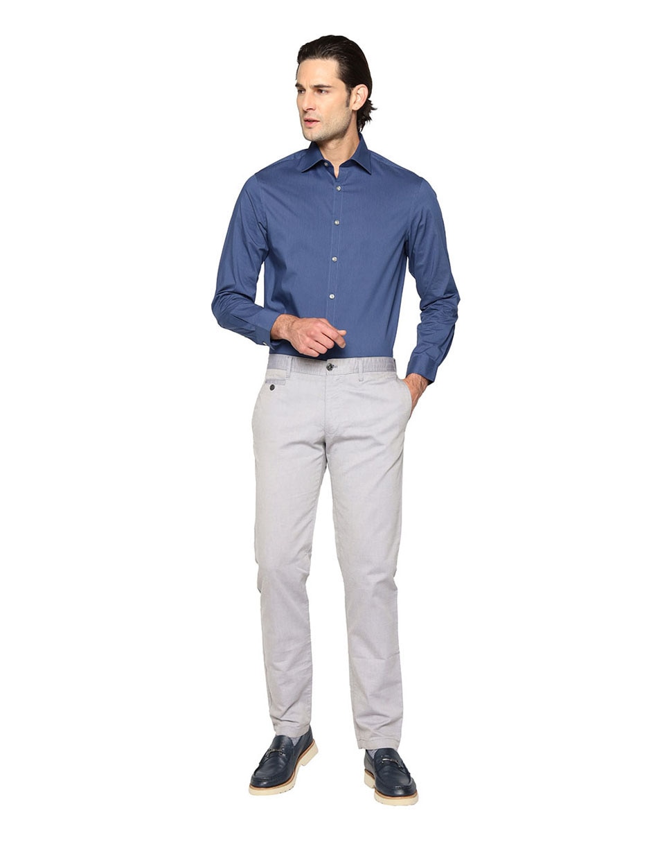 Camisa de vestir de algodón manga larga para hombre