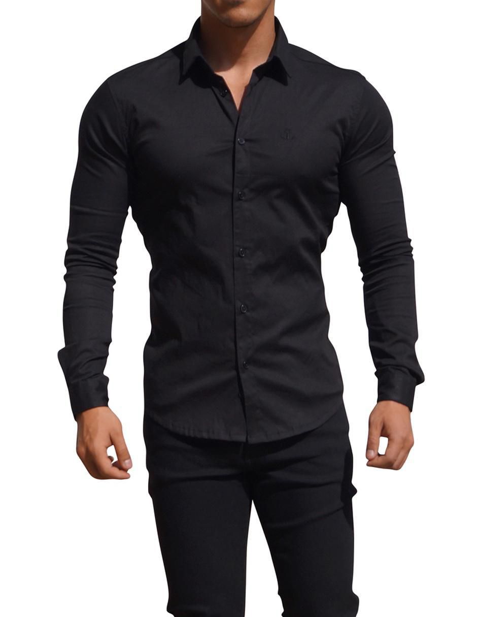 Camisa de vestir de algodón manga larga para hombre 6