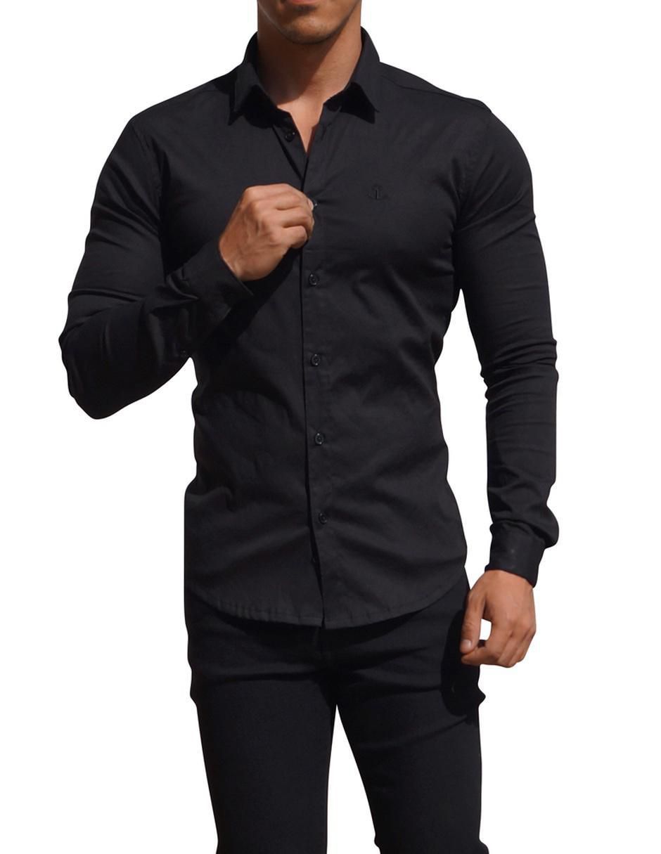 Camisa de vestir de algodón manga larga para hombre 10