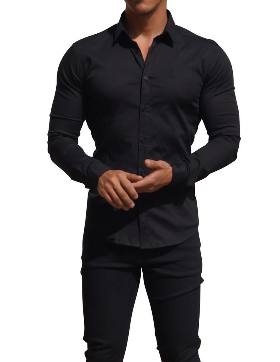 Camisa de vestir de algodón manga larga para hombre 7
