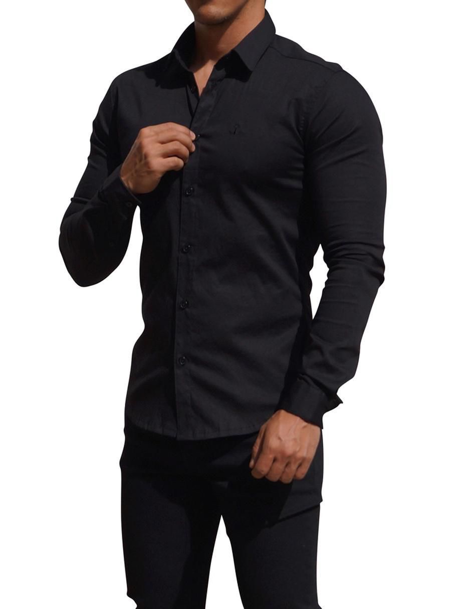 Camisa de vestir de algodón manga larga para hombre 9