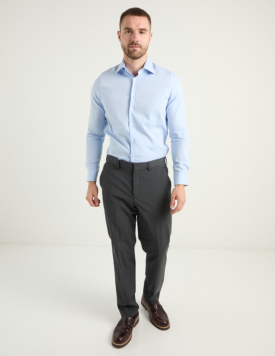 Camisa business casual de algodón manga larga para hombre 8