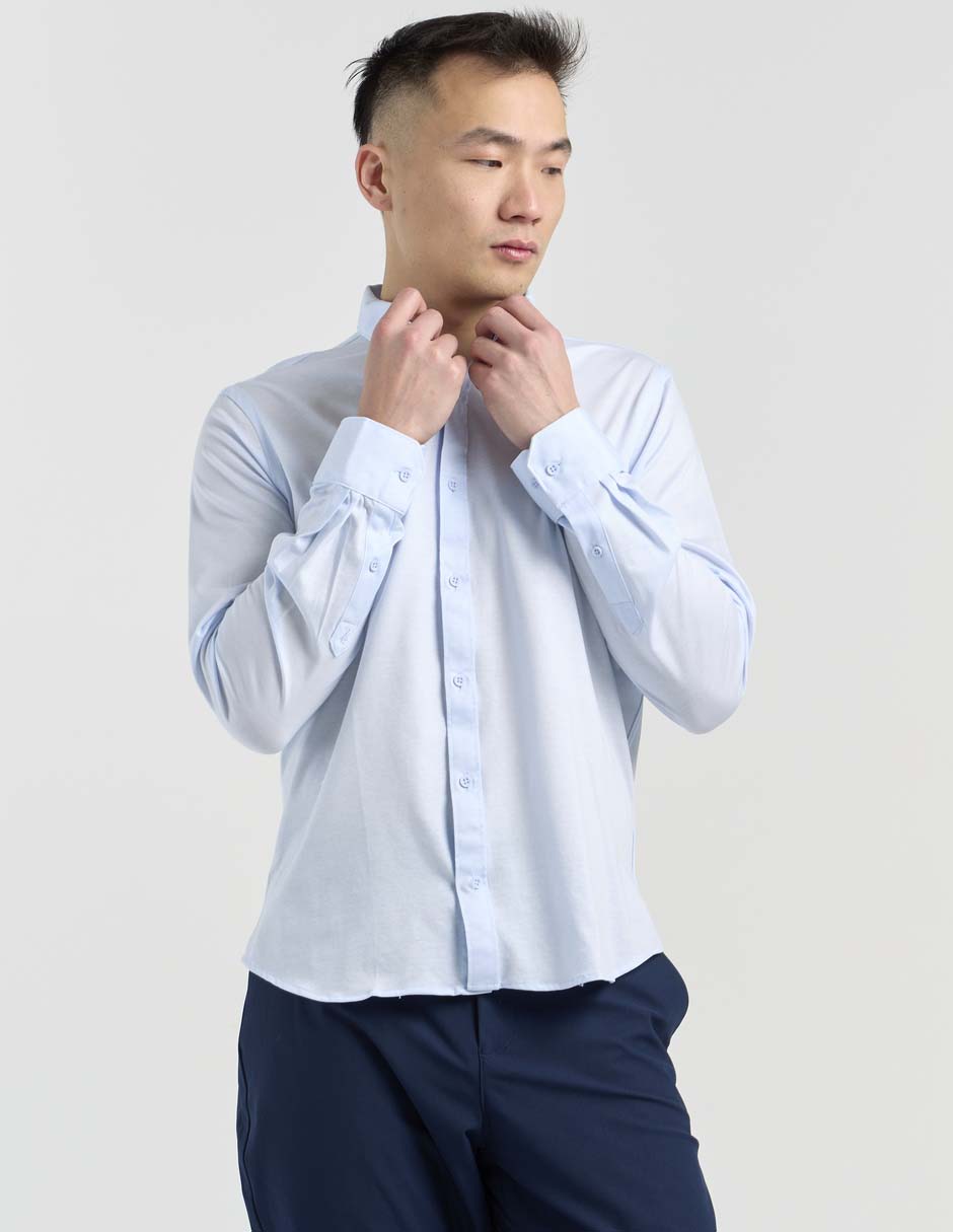 Camisa formal de algodón manga larga para hombre