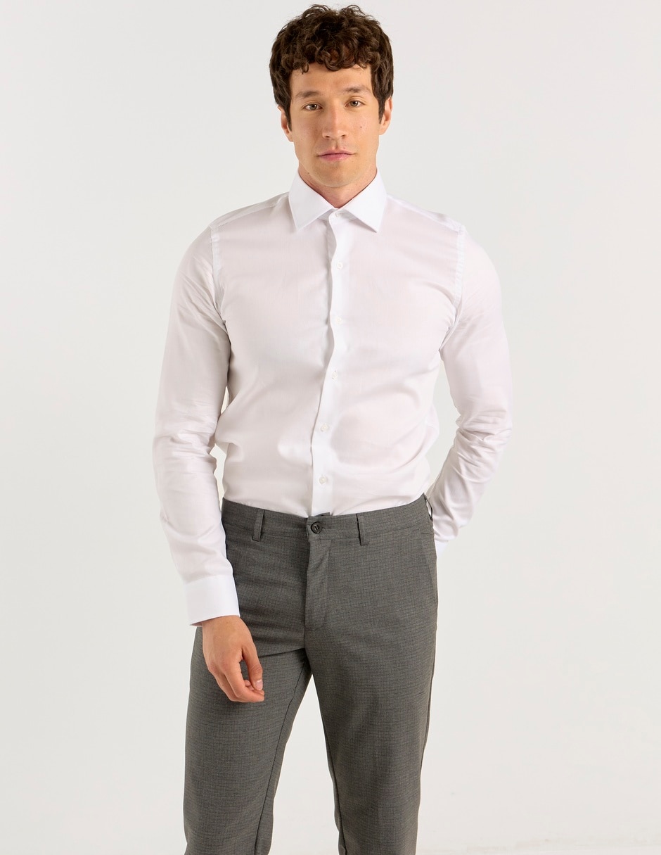 Camisa de vestir de algodón manga larga para hombre