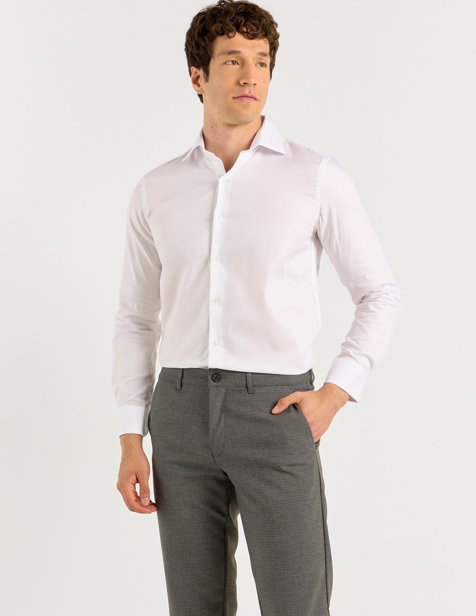 Camisa de vestir de algodón manga larga para hombre
