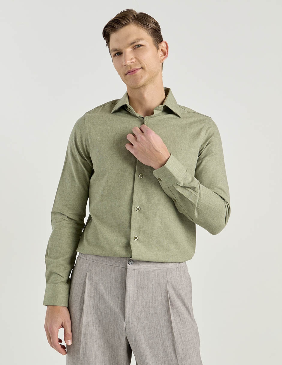 Camisa casual de algodón manga larga para hombre 1