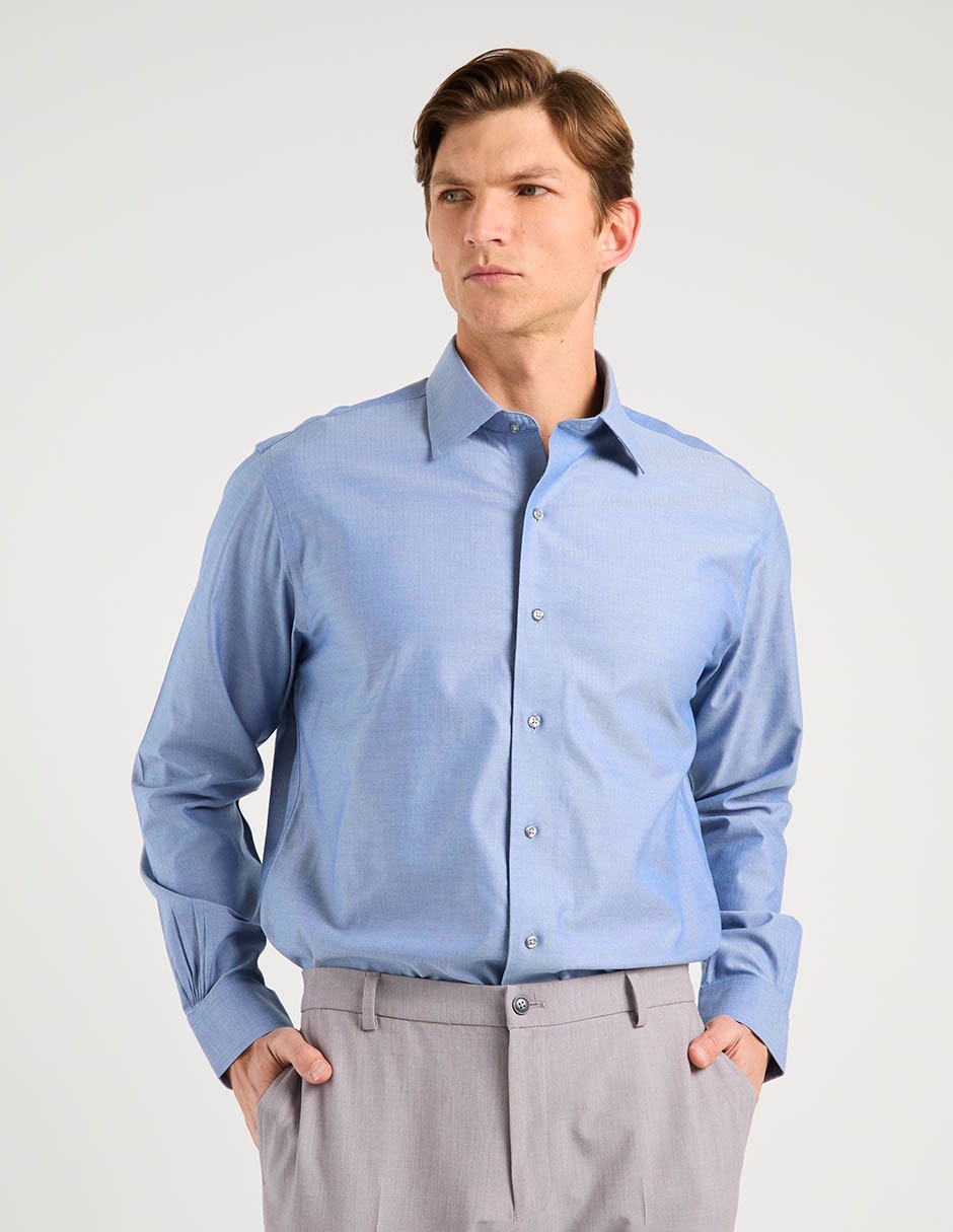 Camisa de vestir de algodón manga larga para hombre 1