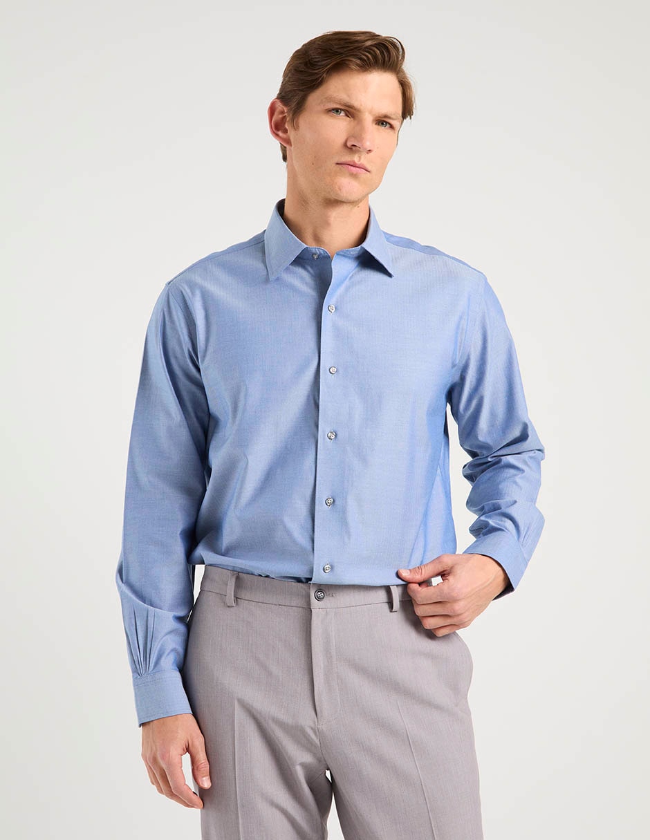 Camisa de vestir de algodón manga larga para hombre 7