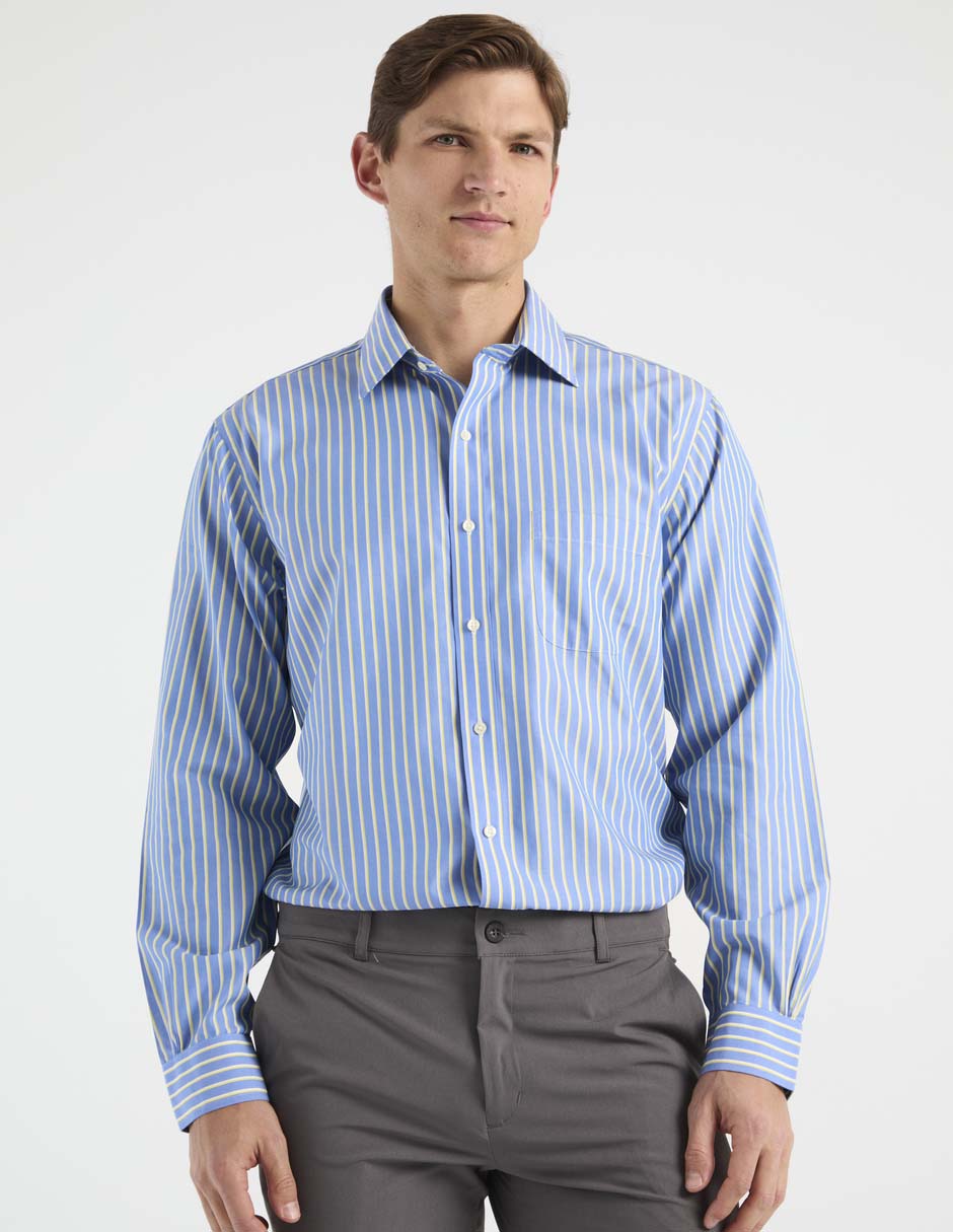 Camisa de vestir de algodón manga larga para hombre 1